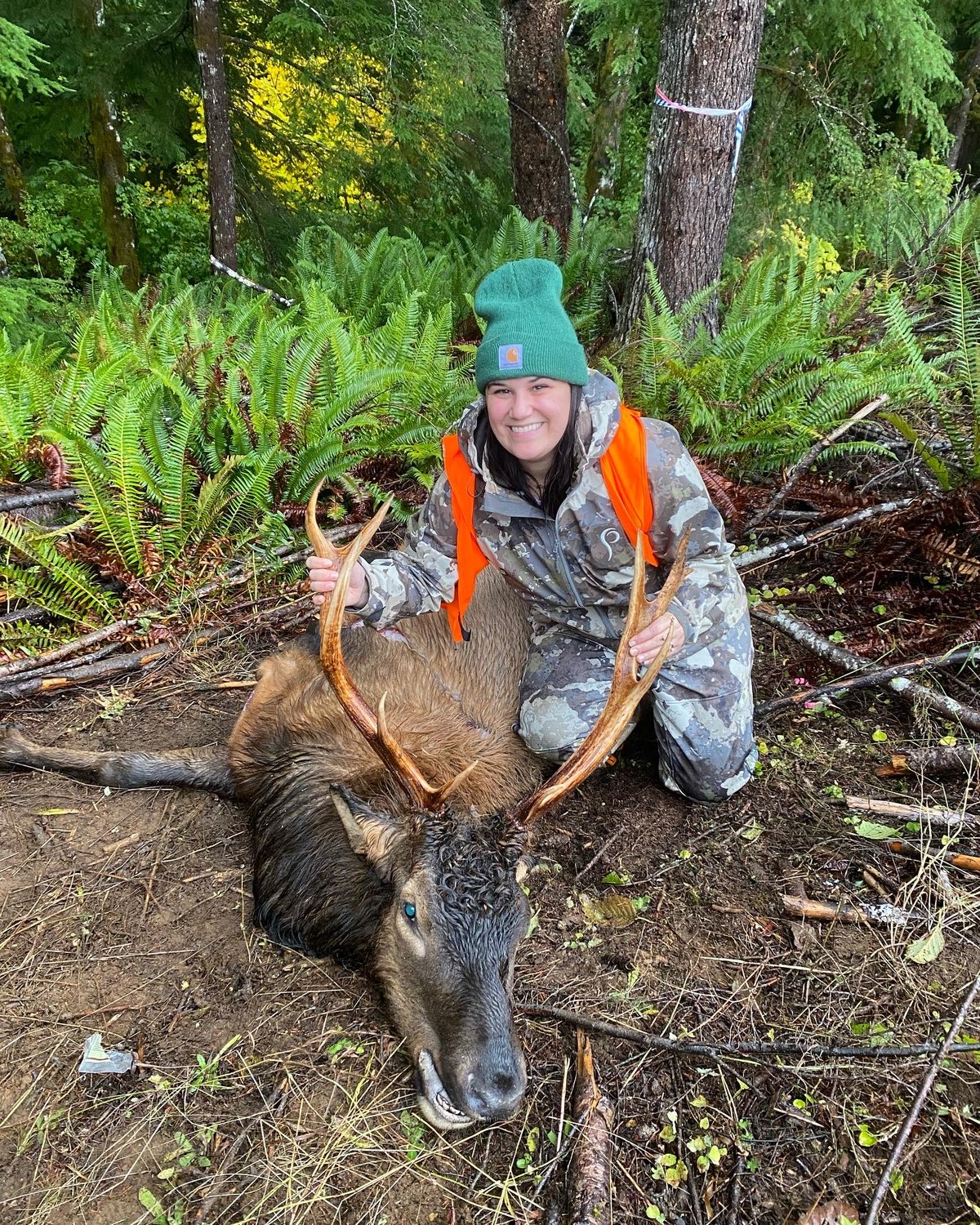 “I shot my elk in the St. Helen’s unit. My very first bull.” — Jamee Young